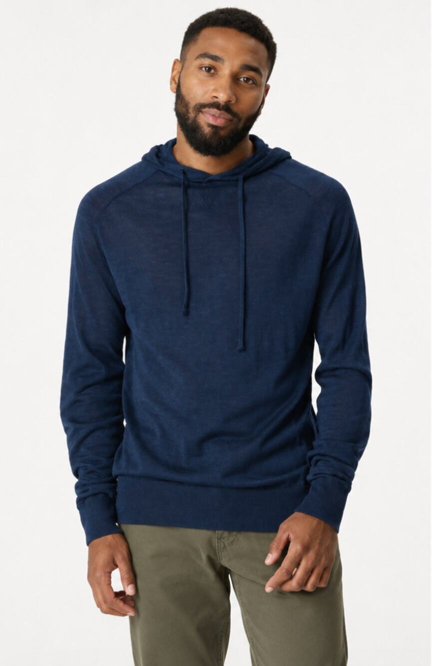GOOD MAN BRAND Men's Merino Wool Hoodie Sweater Small Navy Blue NWT